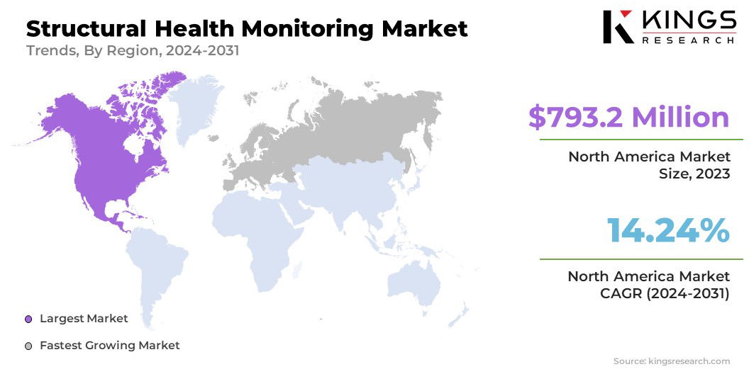 Structural Health Monitoring Market Size & Share, By Region, 2024-2031