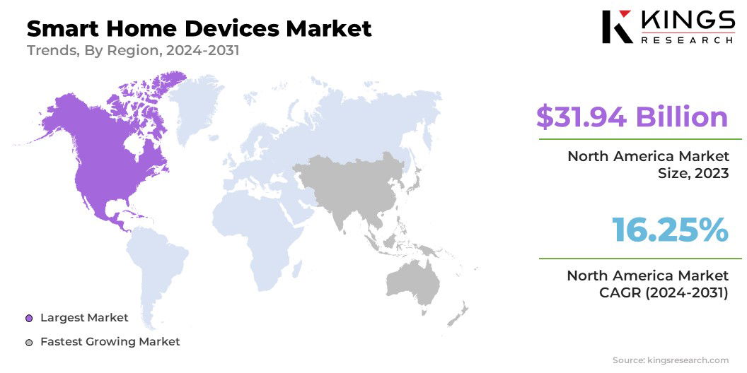 Smart Home Devices Market Size & Share, By Region, 2024-2031