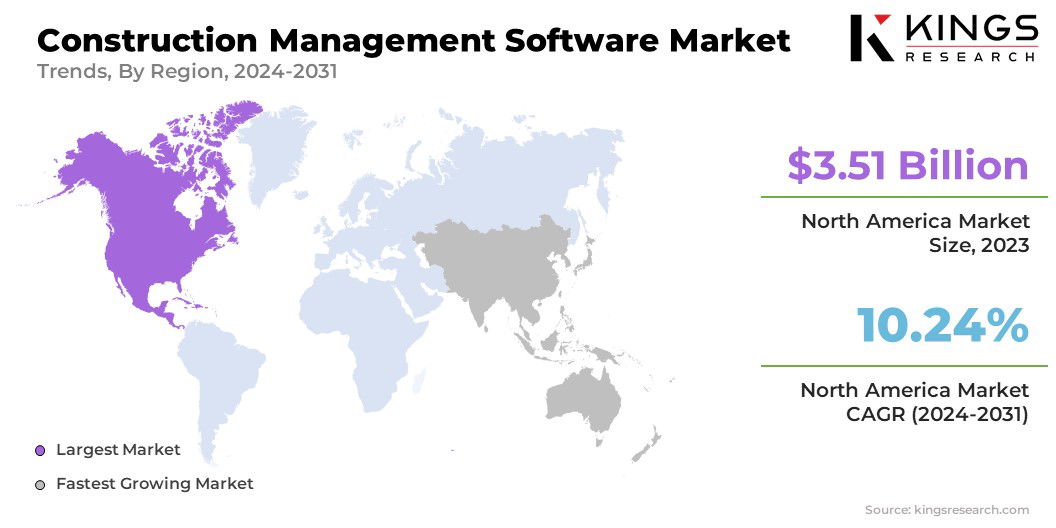 Construction Management Software Market Size & Share, By Region, 2024-2031