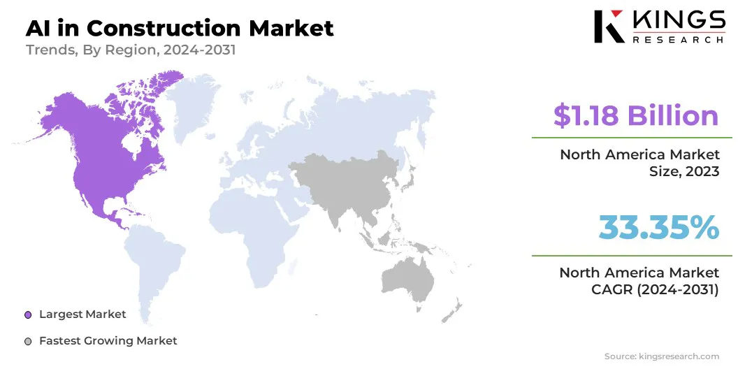 AI in Construction Market Size & Share, By Region, 2024-2031