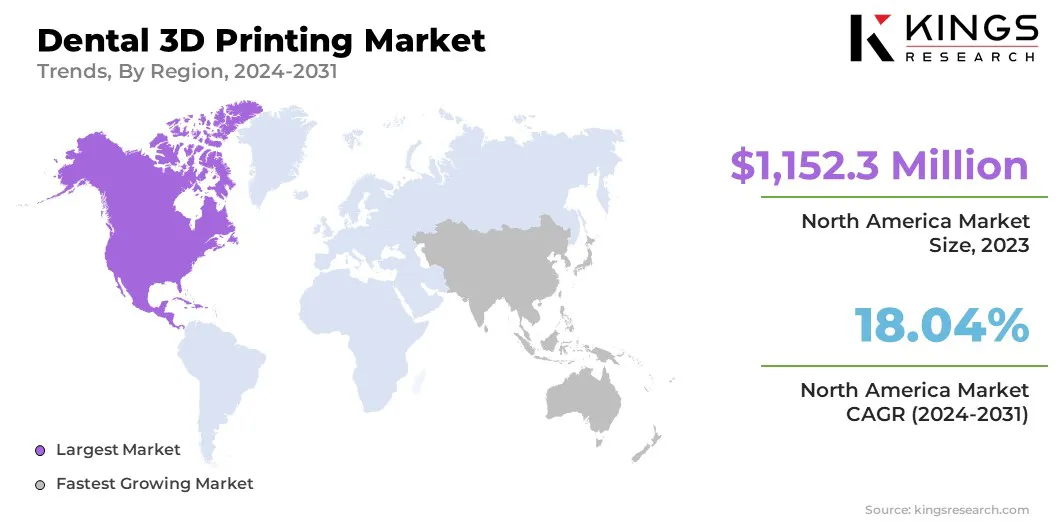 Dental 3D Printing Market Size & Share, By Region, 2024-2031